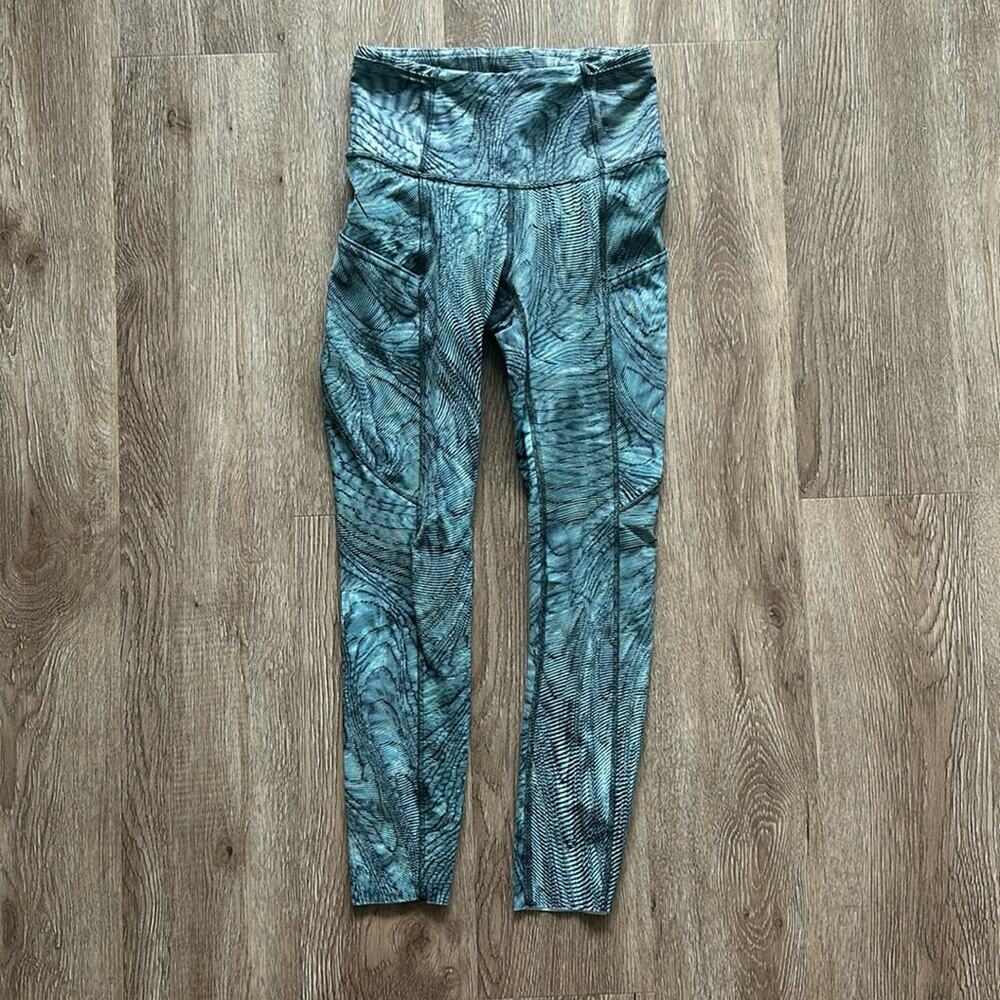 Lululemon Fast & Free 23" Leggings Dimensional Icing Blue Multi 0 High Rise